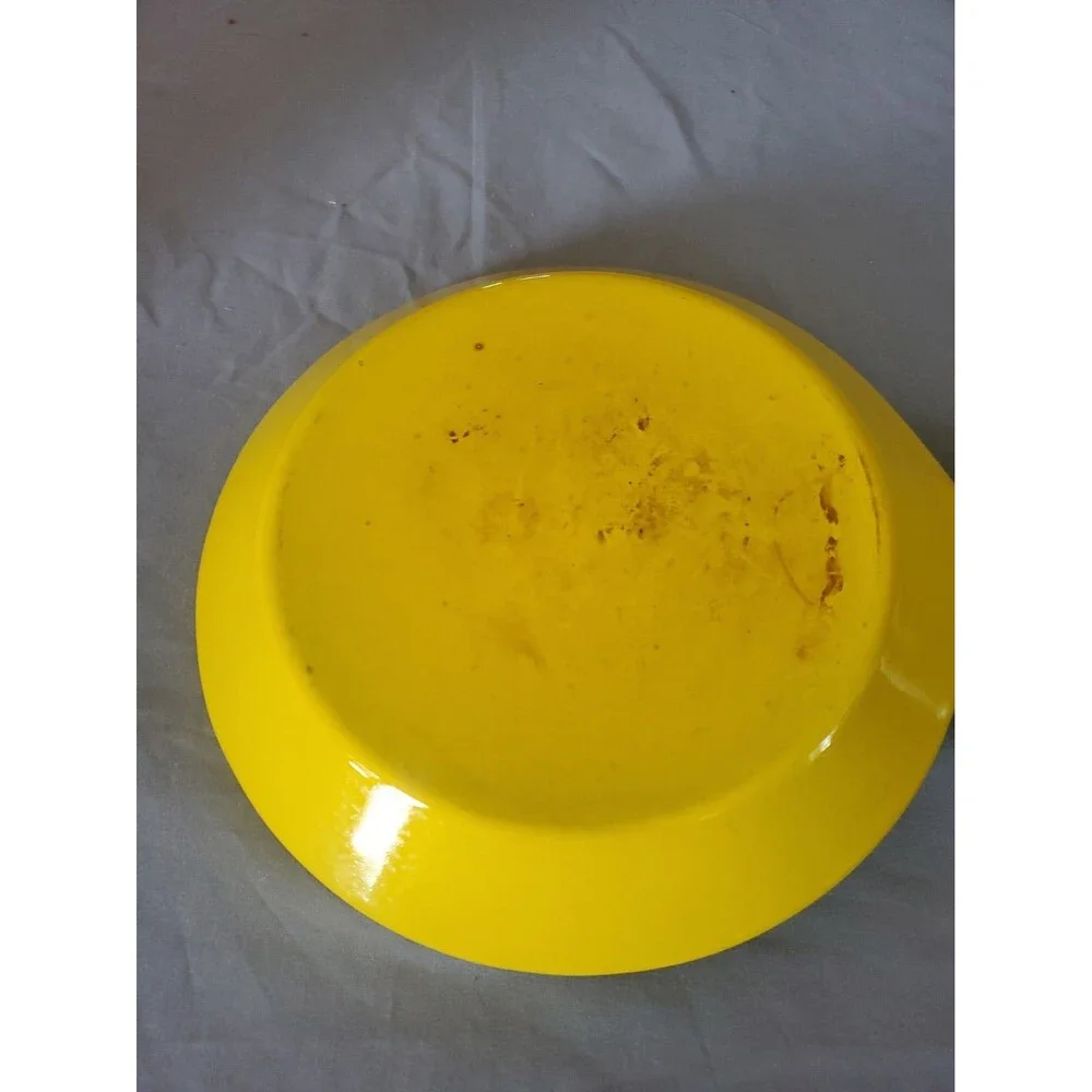Copco Denmark Cast Iron Skillet Fry Pan Yellow White Enamel Cookware MCM 7.5